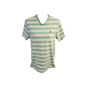 Polo green and white striped tee, size large